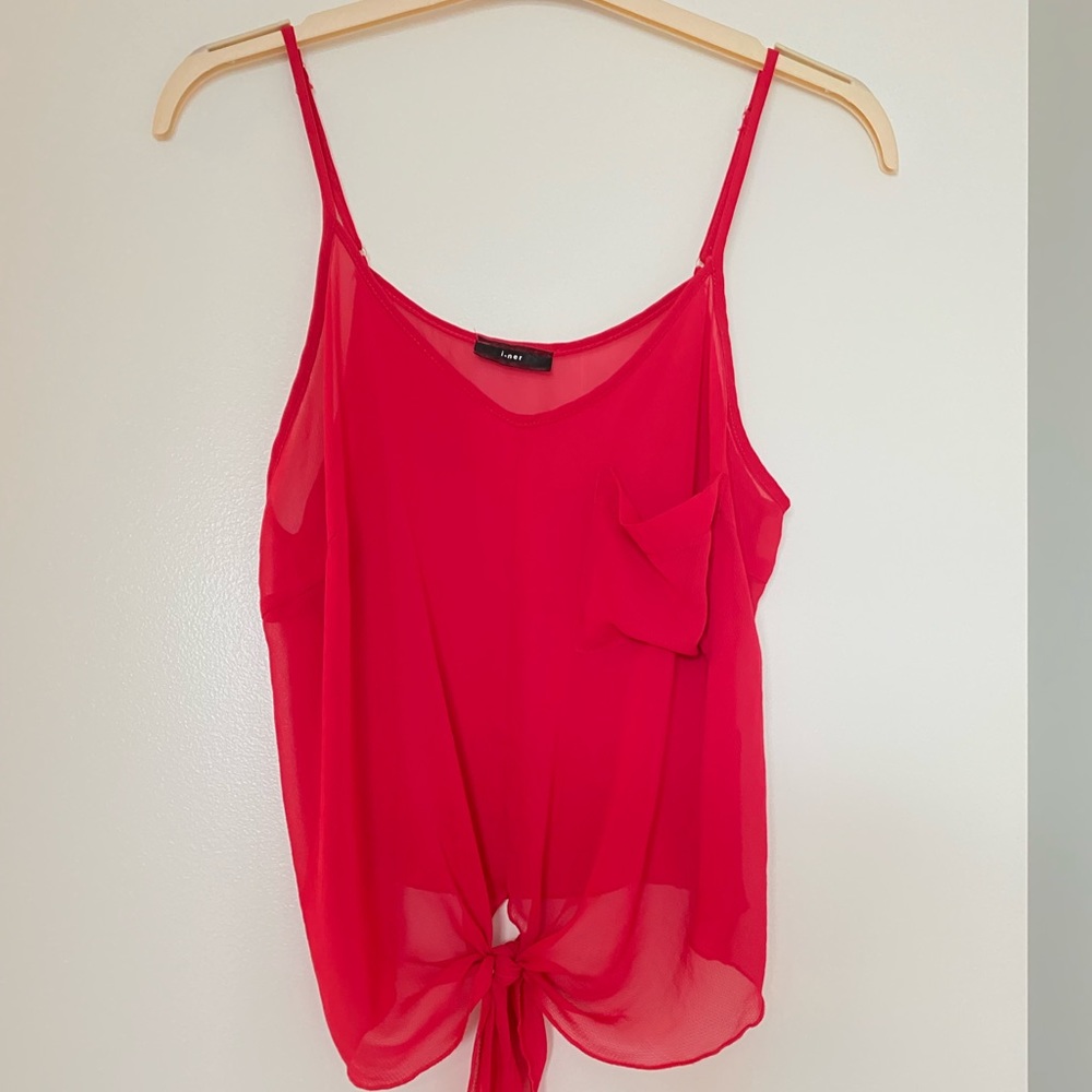 i•ner Tie Front Sheer Top